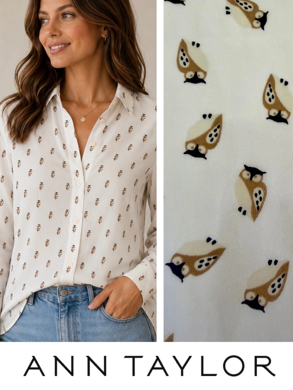 Owl Print Button Down Shirt